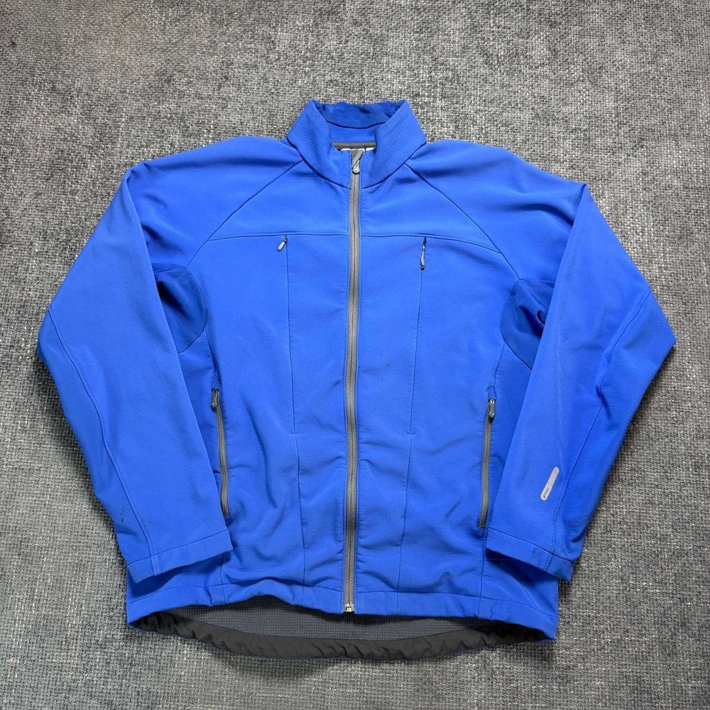 MEC Softshell Jacket Mens Large Blue Full Zip Grid Fleece Lined Gorpcore